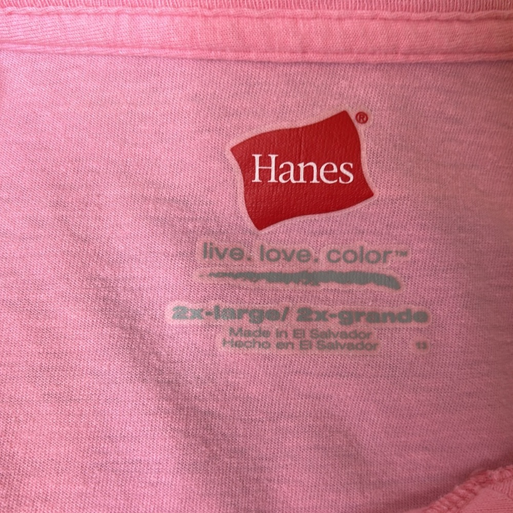 Hanes size 2X pink long sleeve tee shirt - Picture 10 of 10